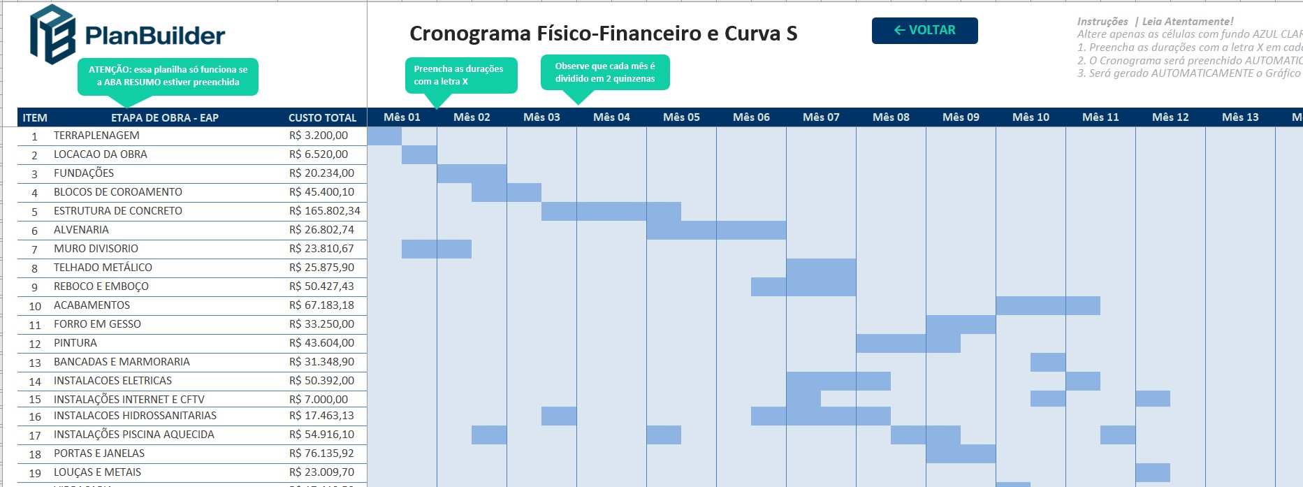 Módulo Cronograma do PLANBUILDER
